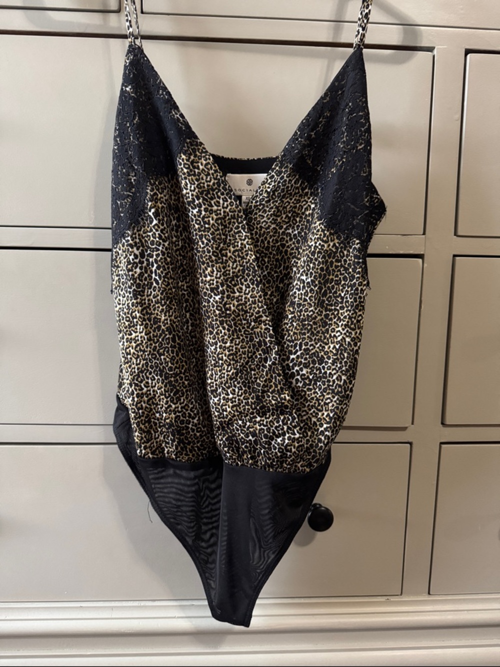 Socialite Leopard Print V-Neck Top in Black and Tan